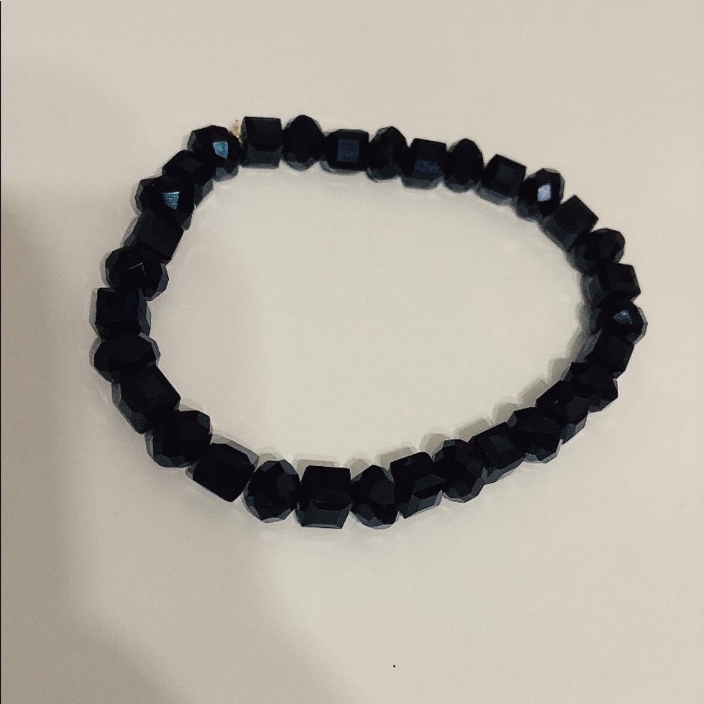 Handmade Black Bohemian Geometric Beaded Bracelet One Size Jewelry (with love)